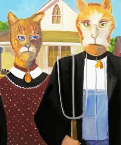 American Gothic Cat By G Kitty Hansen paint by numbers