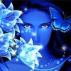 Artistic Butterfly And Blue Flower paint by number