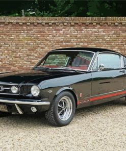 Black 66 Ford Mustang paint by number