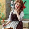 Blonde Little Girl And Kitten paint by number