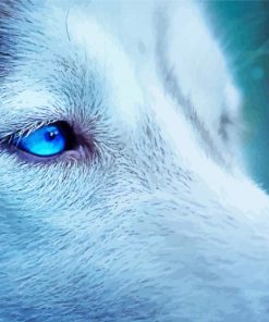 Blue Eyes Ice Wolf paint by number