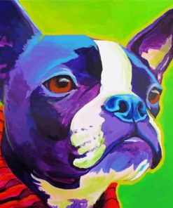 Colorful Boston Terrier Dog paint by number