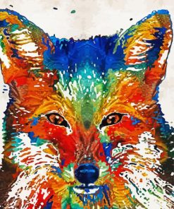 Colorful Fox Animal Art paint by number