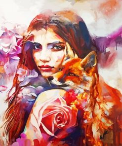 Colorful Fox Woman paint by number