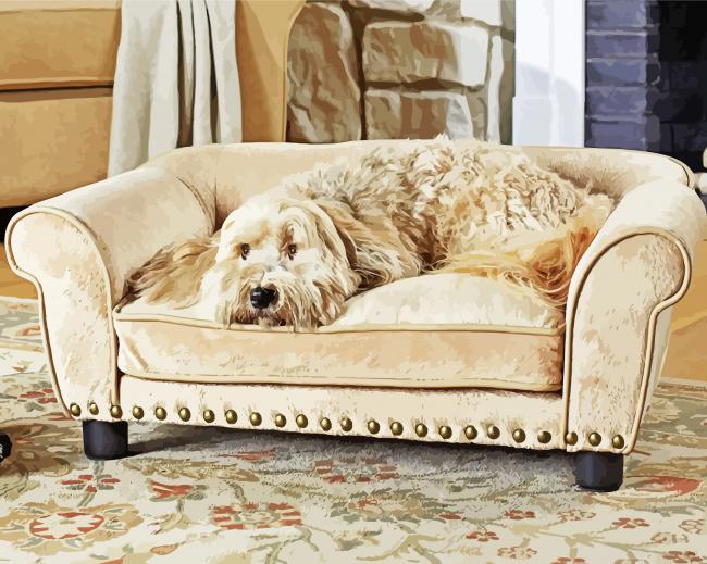 Cute Dog On White Couch paint by number
