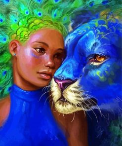 Goddess And Blue Leopard paint by numbers