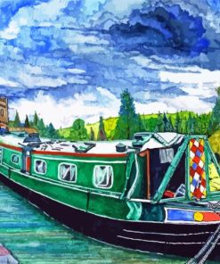 Green Narrowboat paint by number