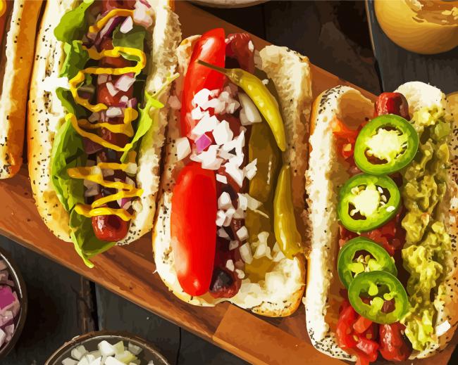 Tasty Hot Dogs paint by numbers