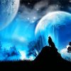 Howling Wolf Full Moon Blue Sky paint by number