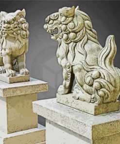 Komainu Statues paint by numbers