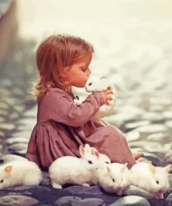 Little Child With Rabbits paint by number