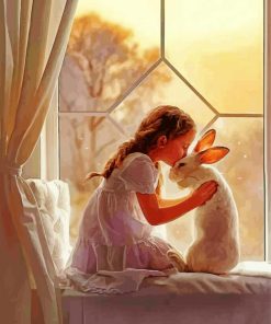 Little Girl With Rabbit paint by number