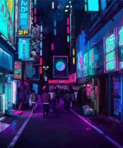 Neon City Streets paint by number