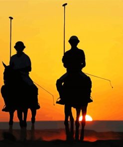 Polo Players And Horses Silhouette paint by numbers