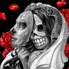 Skull Rose Lady paint by number