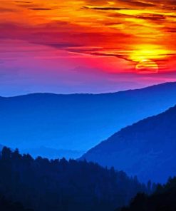 Smokey Mountains At Sunset paint by numbers