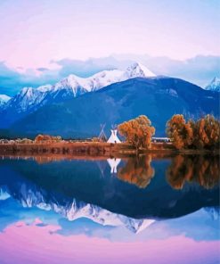 Sunset Montana Mountains Landscape paint by number