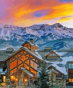 Telluride Mountains At Sunset paint by number