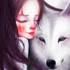 Cute Little Girl With Wolf paint by number