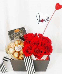 Valentine Red Roses And Chocolate paint by number