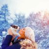 Woman With Dog In Snow paint by numbers