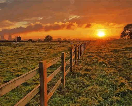 Countryside Sunset paint by number
