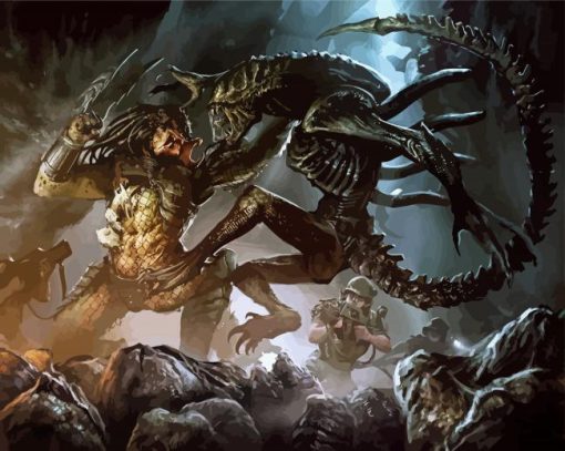 Alien Vs Predator Fighting paint by number