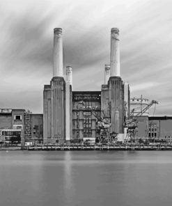 Black And White Battersea Station paint by number