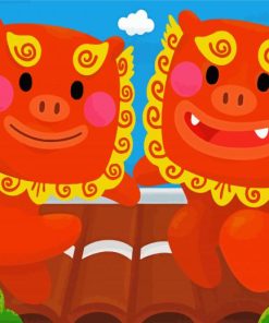 Cartoon Komainu paint by number