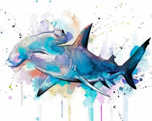 Colorful Hammerhead Shark Art paint by number