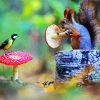 Cute Tit Bird And Squirrel paint by number