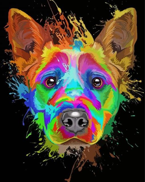 Dog Face Splatter paint by number