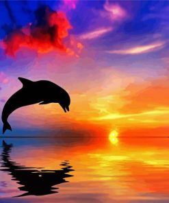 Dolphin At Sunset paint by number