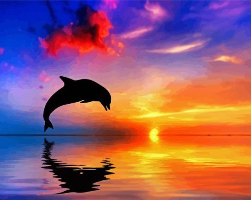 Dolphin At Sunset paint by number