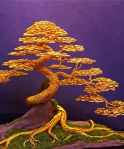 Golden Metal Tree paint by number