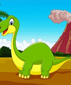 Green Kid Dinosaur paint by number