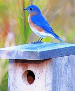 Blue Bird On A Fence paint by number