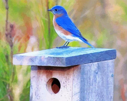 Blue Bird On A Fence paint by number