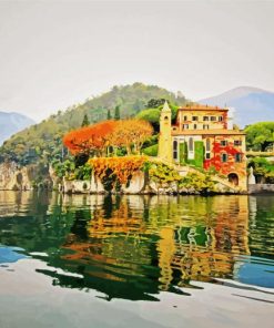 Italian Villa On The Lake Landscape paint by number