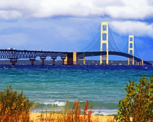 Mackinac Bridge paint by number