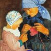 Mother And Daughter Crocheting paint by number