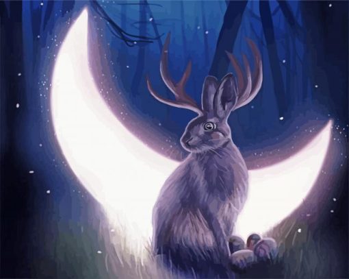 Mystical Rabbit And Moon paint by number