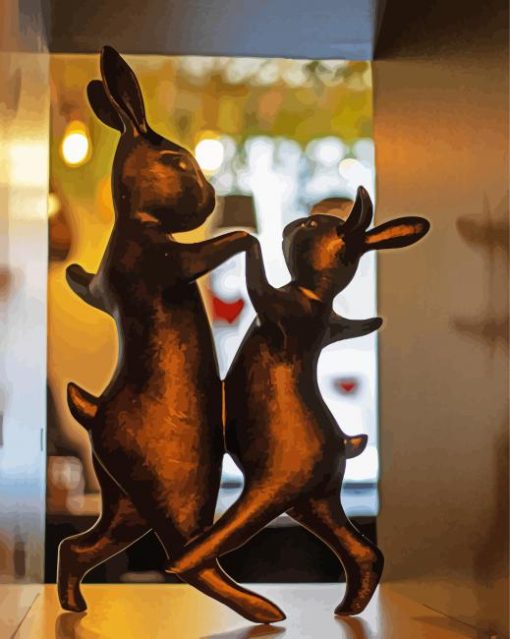 Rabbits Couple Dancing paint by number