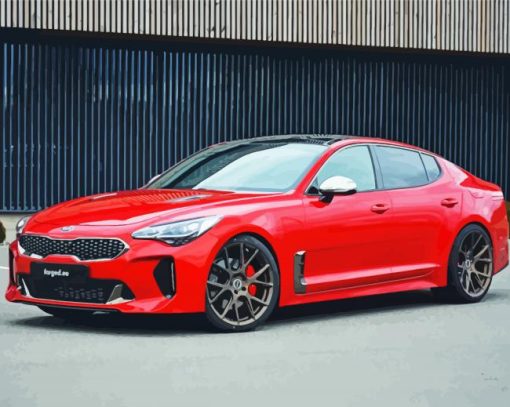 Red Kia Stinger paint by number