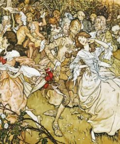 The Dance In Cupids Alley By Arthur Rackham paint by number