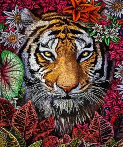 Tiger In Flowers paint by number