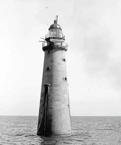 Vintage Lighthouse Black And White paint by number