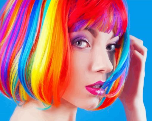 Woman In A Colorful Hair paint by number