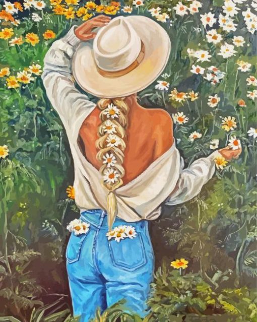 Lady In White Hat paint by number