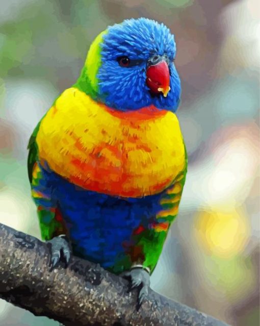 Colorful Green Cheek Bird paint by number